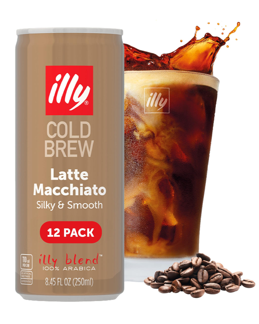 illy Ready To Drink Latte Macchiato Cold Brew Coffee, 8.45oz, 12 Pack