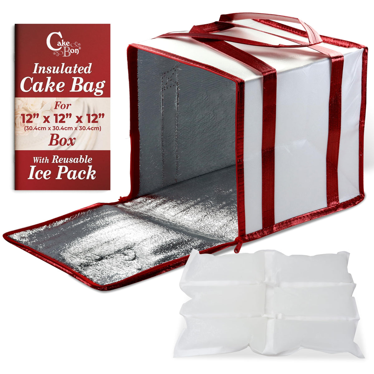 Cakebon 12" Insulated Cake Bag with Ice Pack Cooler Carrier 1Pack