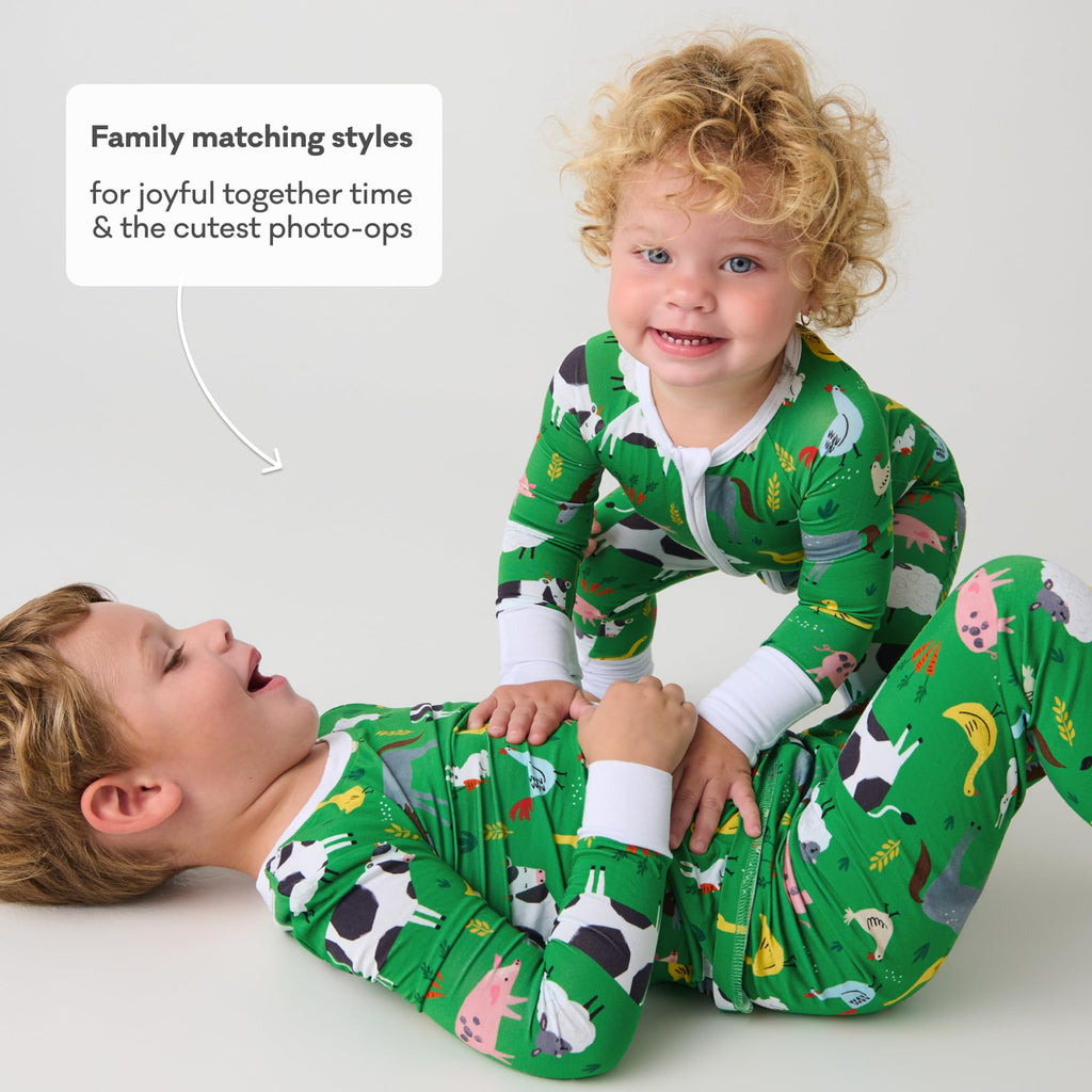 Little Sleepies Baby Pajamas, Green Farm Animals, 18-24M