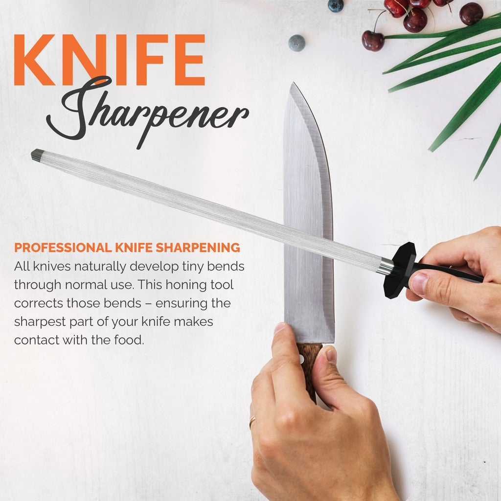 Utopia Kitchen Knife Sharpener Rod 12 Inch Honing Rod for Sharpening