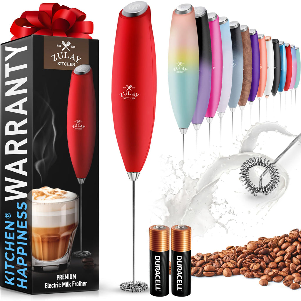 Zulay Powerful Milk Frother for Coffee with Upgraded Titanium Motor - Handheld Electric Whisk, Milk Foamer, Mini Mixer & Coffee Blender for Frappe, Latte, Matcha, No Stand - Pristine Teal