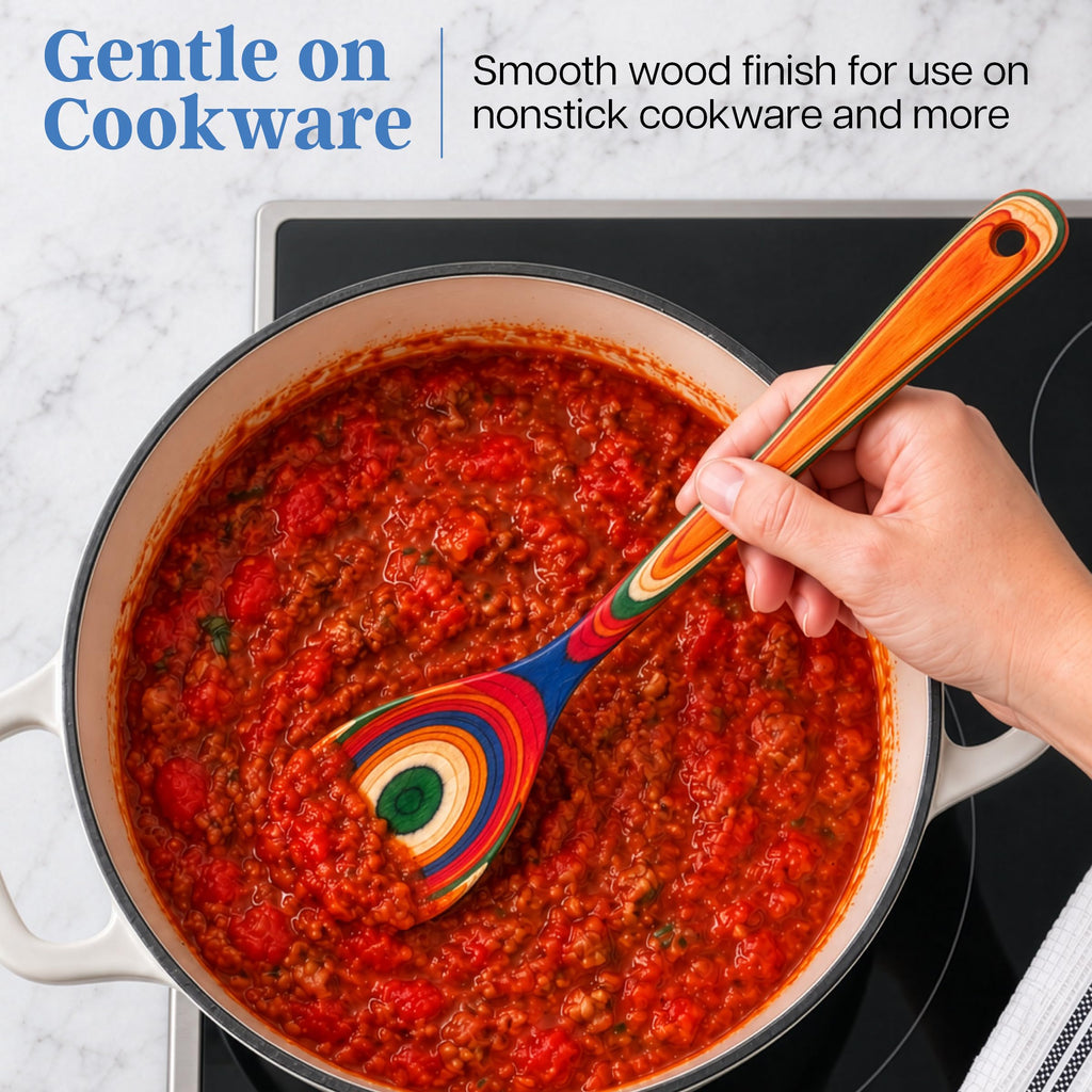 Baltique Marrakesh Collection Colorful Wooden Cooking Spoon, 12.5" Long