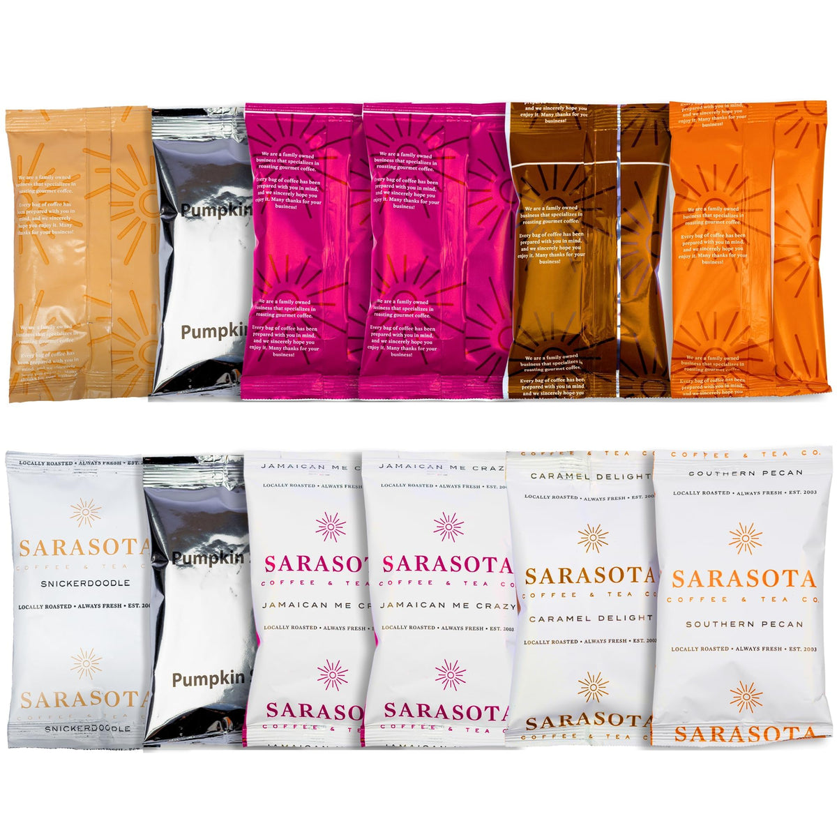 Coffee Packets Sampler – Coffee Variety Pack Ground Coffee Gift Set, Medium Dark & Flavored Roast, Low Acid Gourmet Pre-Measured Packs for 12-Cup Brewers, 2oz Individual Bags