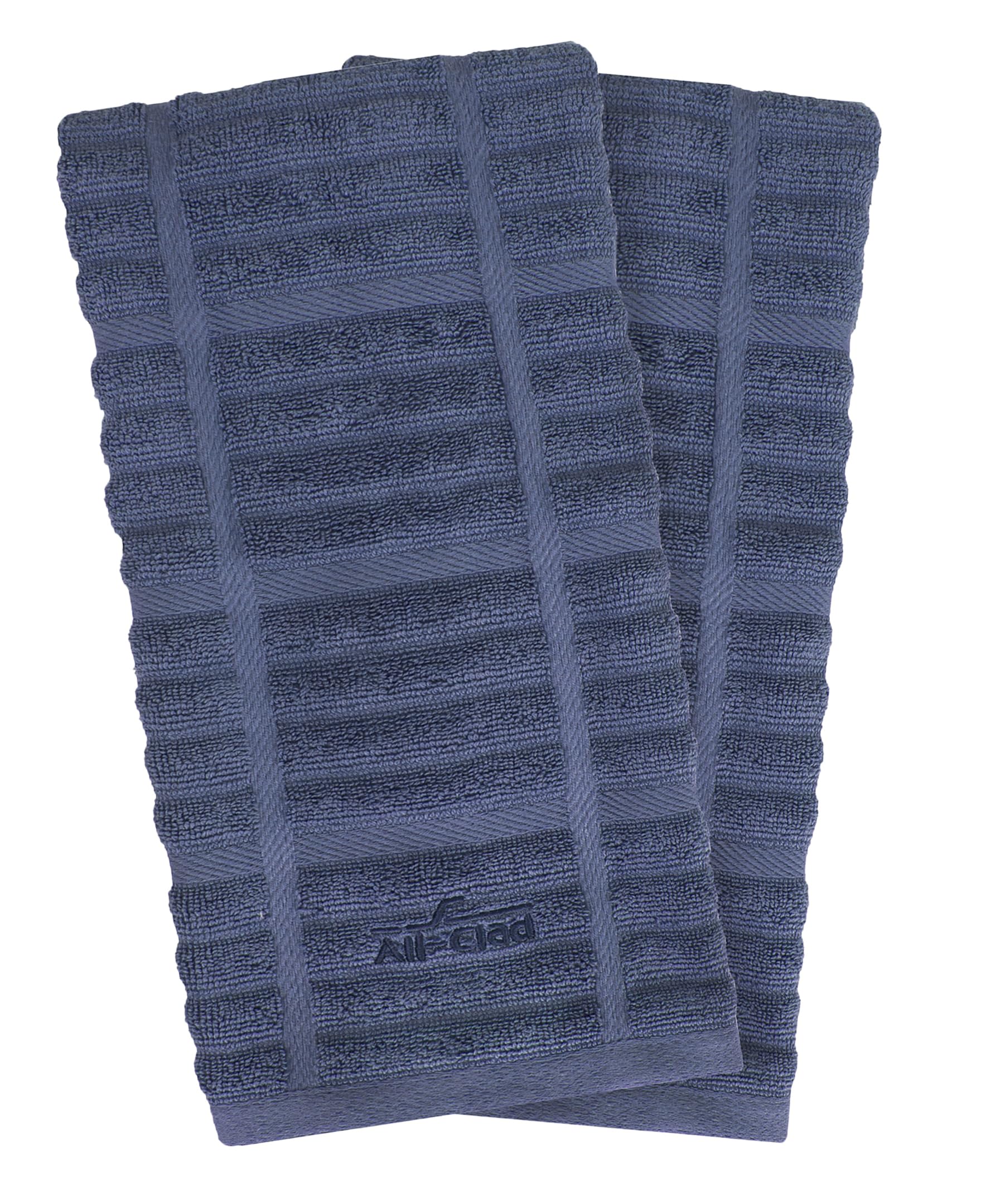 All-Clad Solid Kitchen Towels: Highly Absorbent, Super Soft Long Lasting - 100% Cotton, 17"x30" Tea Towels for Cleaning & Drying Dishes, Pans, Glassware, or Countertops, (2-Pack), Indigo