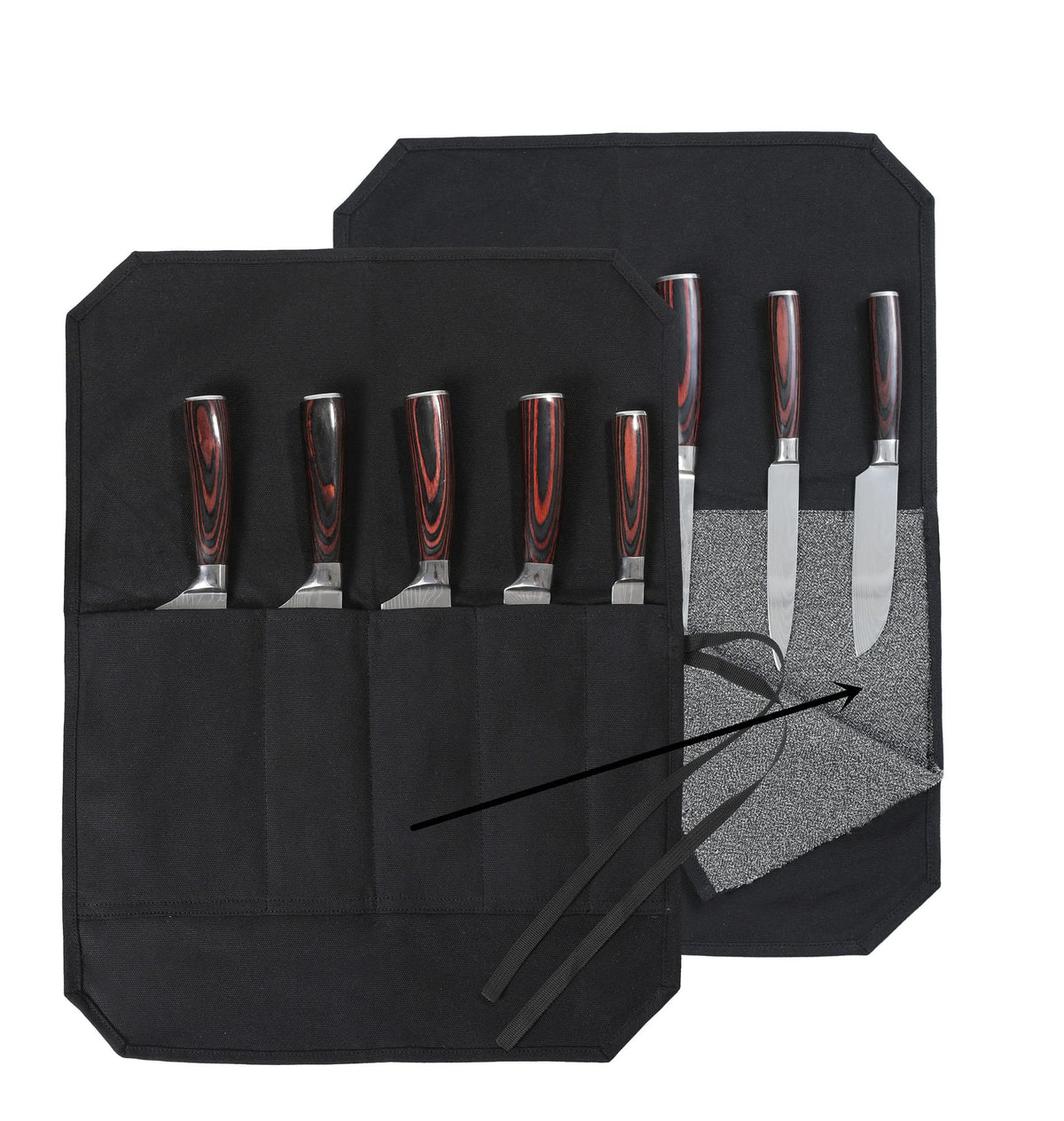 Chef's Knife Bag With 5 Slots, Wax Canvas Knife roll with Professional Anti Cutting Fabric Inside (Blue)