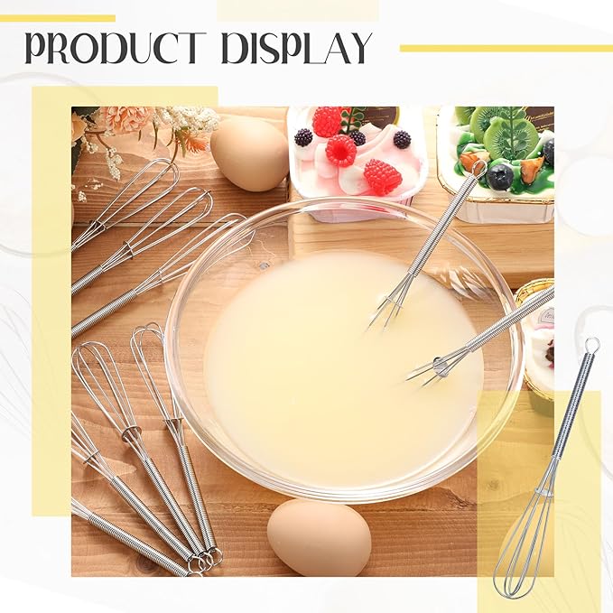 Baderke 10 Pcs Mini Whisk Bulk Small Whisks for Cooking 304 Stainless Steel Tiny Whisk for Baking, Whipping, Beating Eggs, Mixing Sauces, Blending Ingredients (6 Inch)