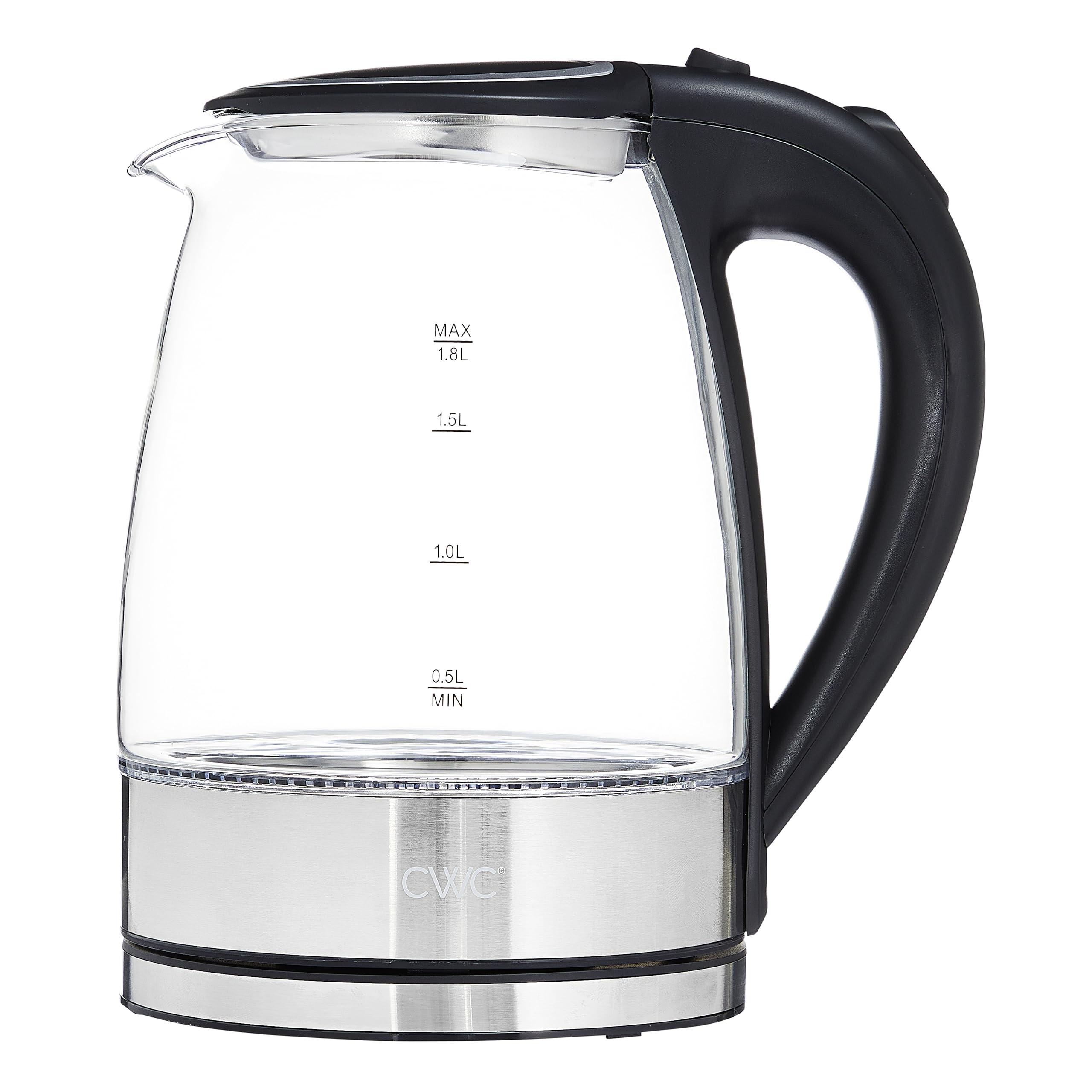 COOK WITH COLOR Electric Tea Kettle, 1.8L Cordless Hot Water Boiler, 1200W Rapid Boil, Auto Shutoff & Boil Dry Protection, BPA-Free, Sleek Countertop Design, Black
