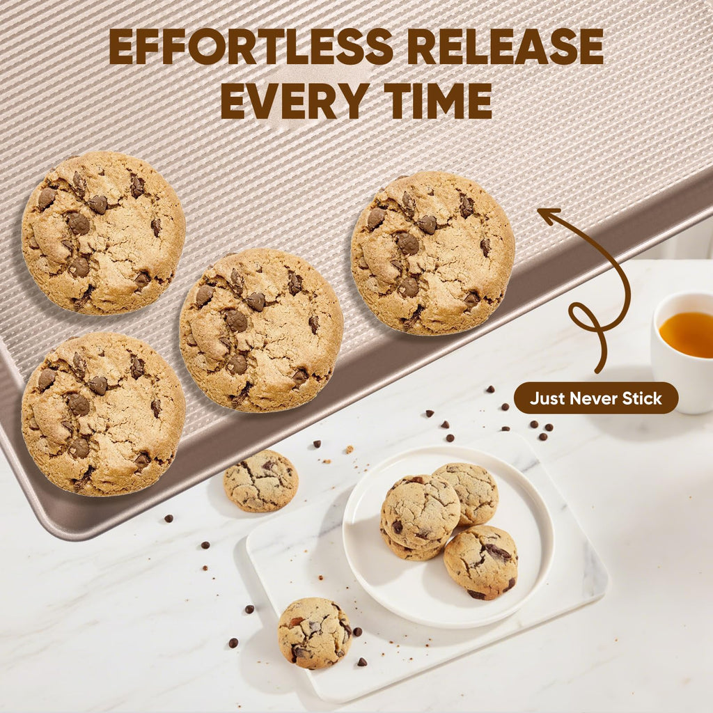 Sakerplus Nonstick Baking Sheet Set of 3, Heavy Duty Cookie Sheets for Oven