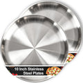 Stainless Steel Plates, 2PCS 10 Inch Plates for Kitchen Home BBQ Outdoor