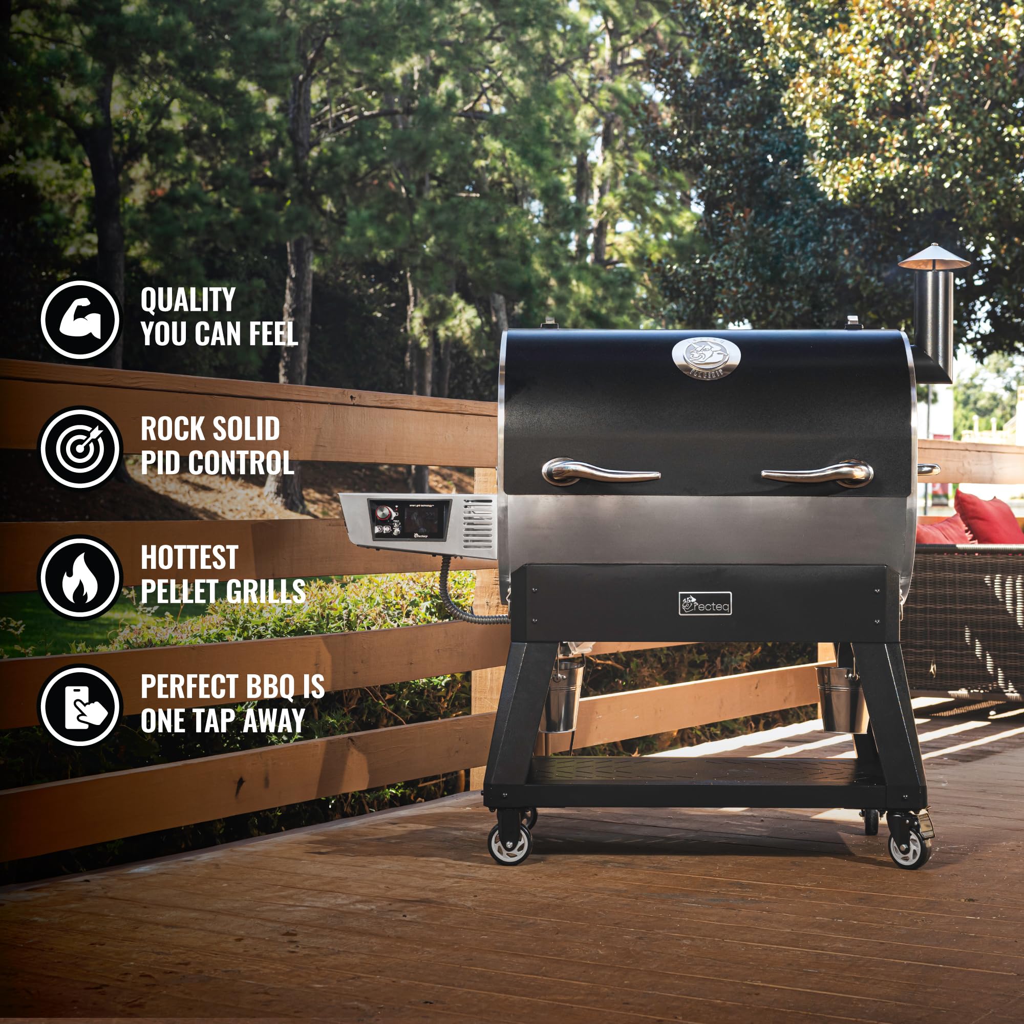 recteq Pellet Grill Smoker - Flagship 1600, Wood Pellet Smoker, BBQ, Wi-Fi Smart Grill, 1667 Sq. In. Cook Space, 40 lb Hopper