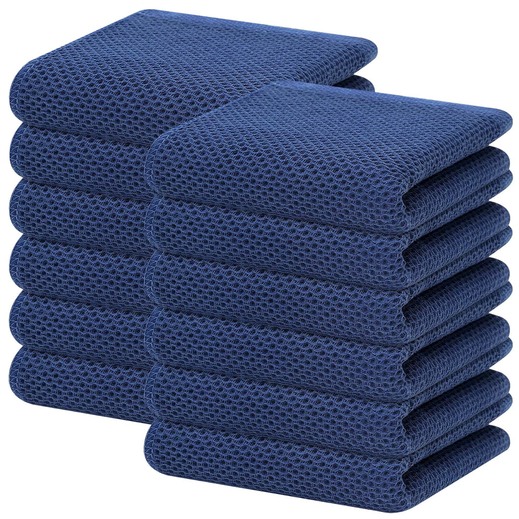 Homaxy 100% Cotton Waffle Weave Kitchen Dish Towels 12-Pack, Black