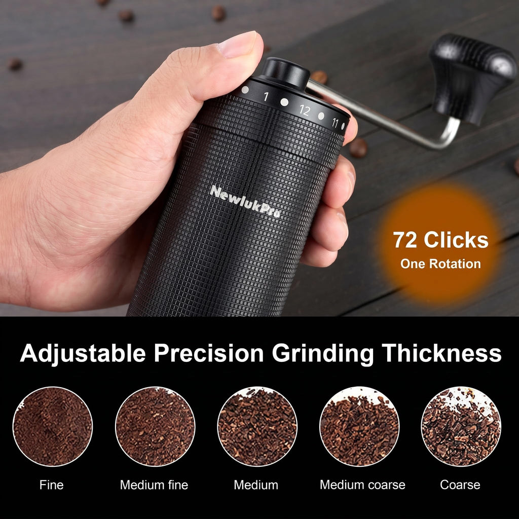 NewlukPro M7 Pro Manual Coffee Grinder,Titanium Conical Burr,35g Capacity