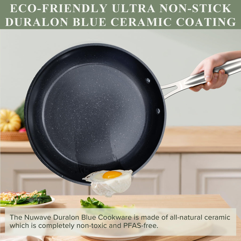 Nuwave Healthy Duralon Blue Ceramic Nonstick Cookware Set, PFAS Free