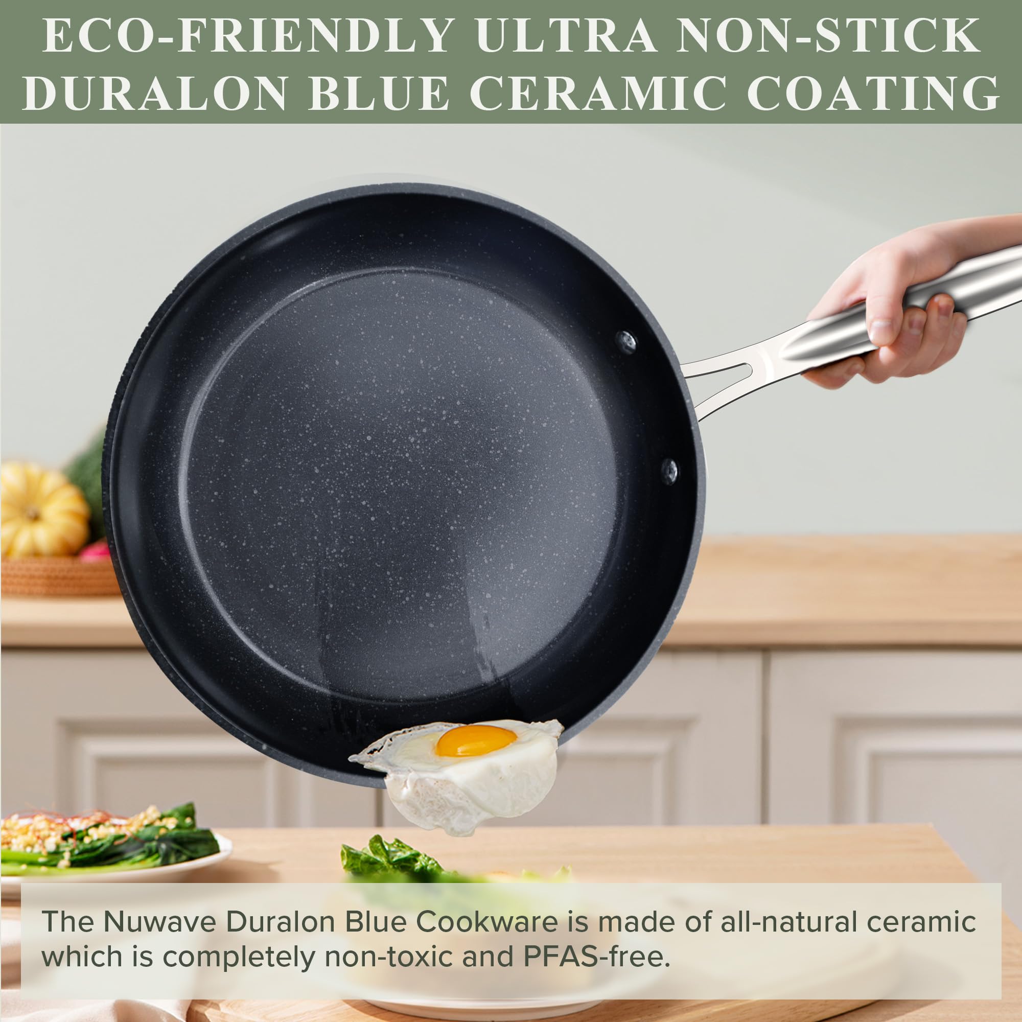 Nuwave Healthy Duralon Blue Ceramic Nonstick Cookware Set, PFAS Free
