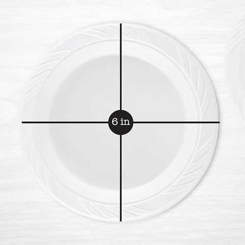 200 Count Disposable 6 Inch White Plastic Dessert Plates