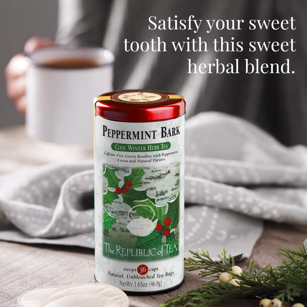 The Republic of Tea - Peppermint Bark, Cool Winter Herb Tea, 36 Tea Bags, Caffeine-Free