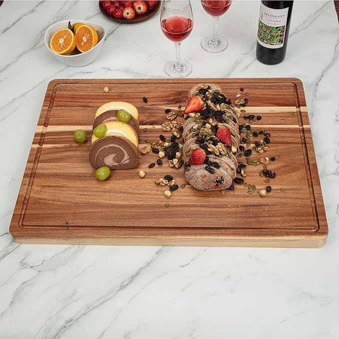 GAOMON 20x15 Inch Acacia Cutting Board for Kitchen, Large Wooden Cutting Board with Juice Groove, 1.5" Thick Chopping Board for Meat Vegetables and Cheese, Charcuterie Board
