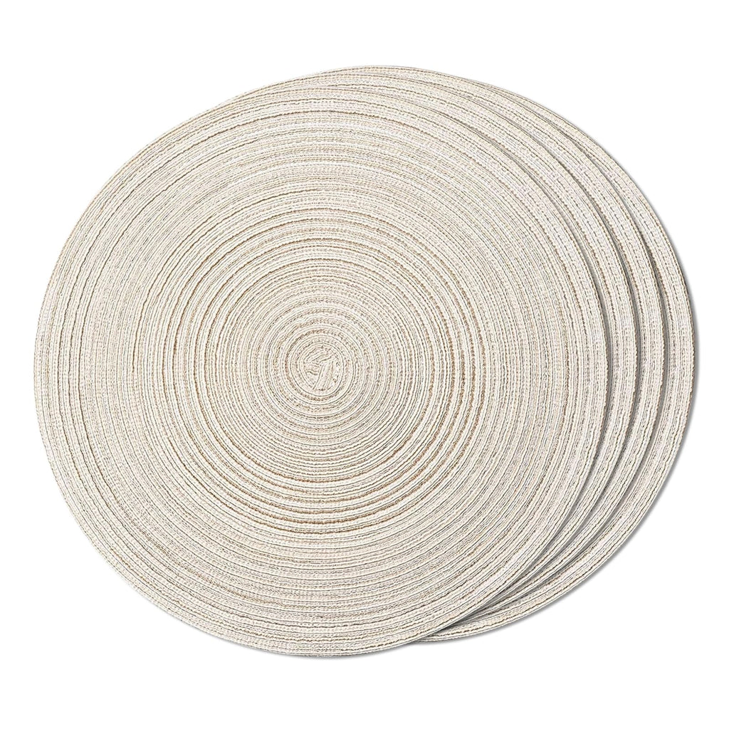 FunWheat Round Braided Placemats Set of 4 Place mats for Dining Tables Woven Heat Resistant Table Mats 15 inch (Wine,4pcs)