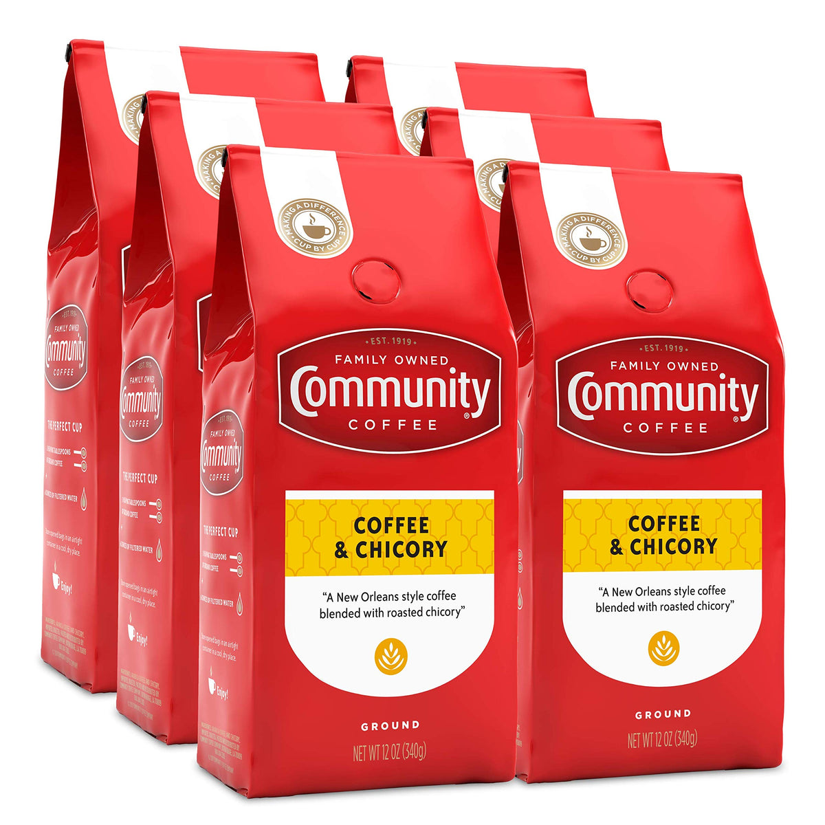Community Coffee 100% Colombia 72 Ounce, Medium Dark Roast Ground Coffee, 12 Ounce (Pack of 6)
