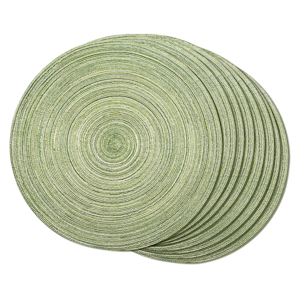 FunWheat Round Braided Placemats Set of 4 Place mats for Dining Tables Woven Heat Resistant Table Mats 15 inch (Wine,4pcs)