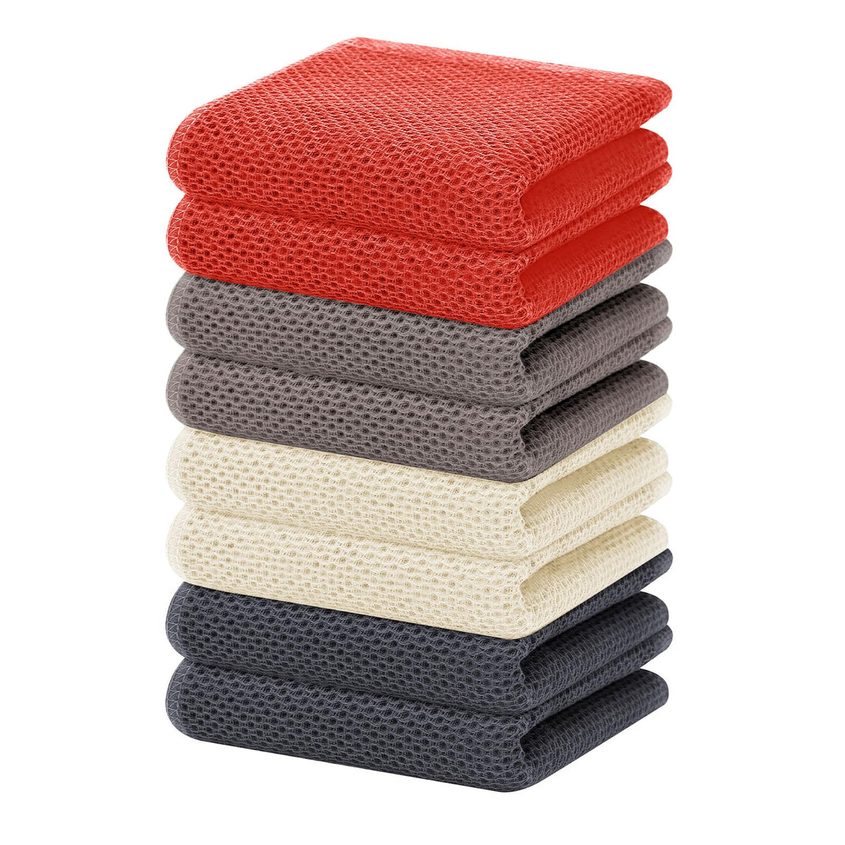 Homaxy 100% Cotton Waffle Weave Kitchen Dish Towels 18-Pack, Black