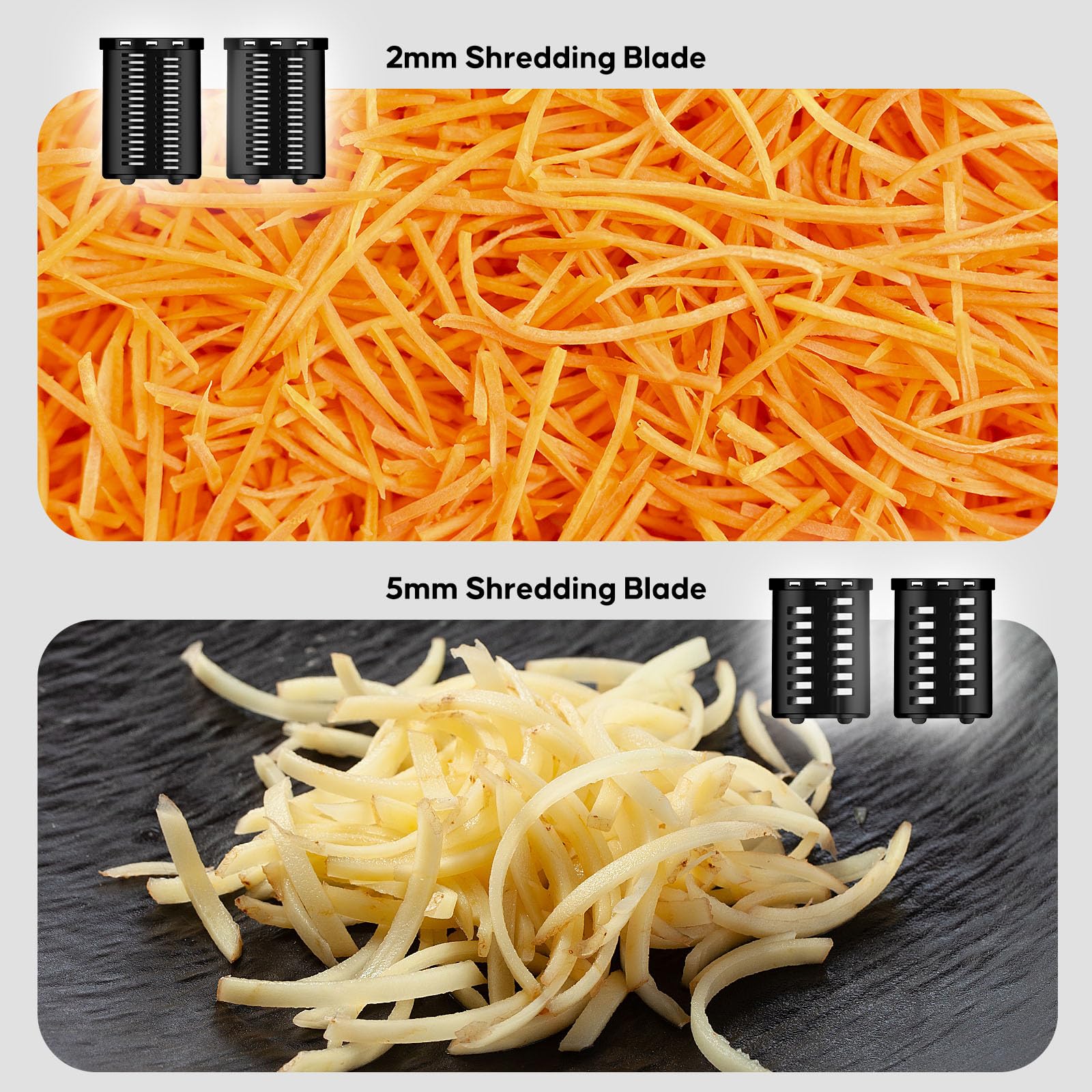 VVAKAM Electric Cheese Grater,300W DC Motor Salad Maker,Electric Slicer Shredder with 5 Different Shapes of Blades,Electric Vegetable Cutter for Potato,Carrot,Black