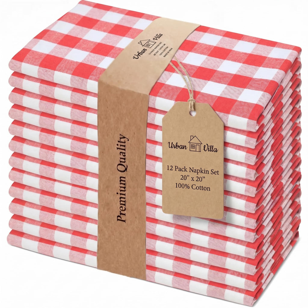 Urban Villa Cloth Napkins Cotton 20x20 (Set of 12) Rust