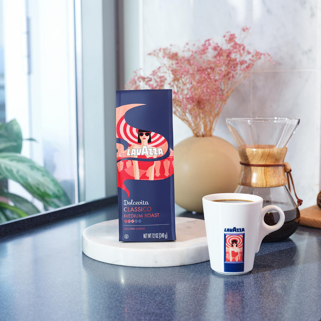 Lavazza Dolcevita Classico Ground Coffee 6 Bags of 12oz, Medium Roast, Rich and Full-bodied, Intensity 3/5, Arabica and Robusta, Ideal for Drip Brewers, (Pack of 6) - Package May Vary