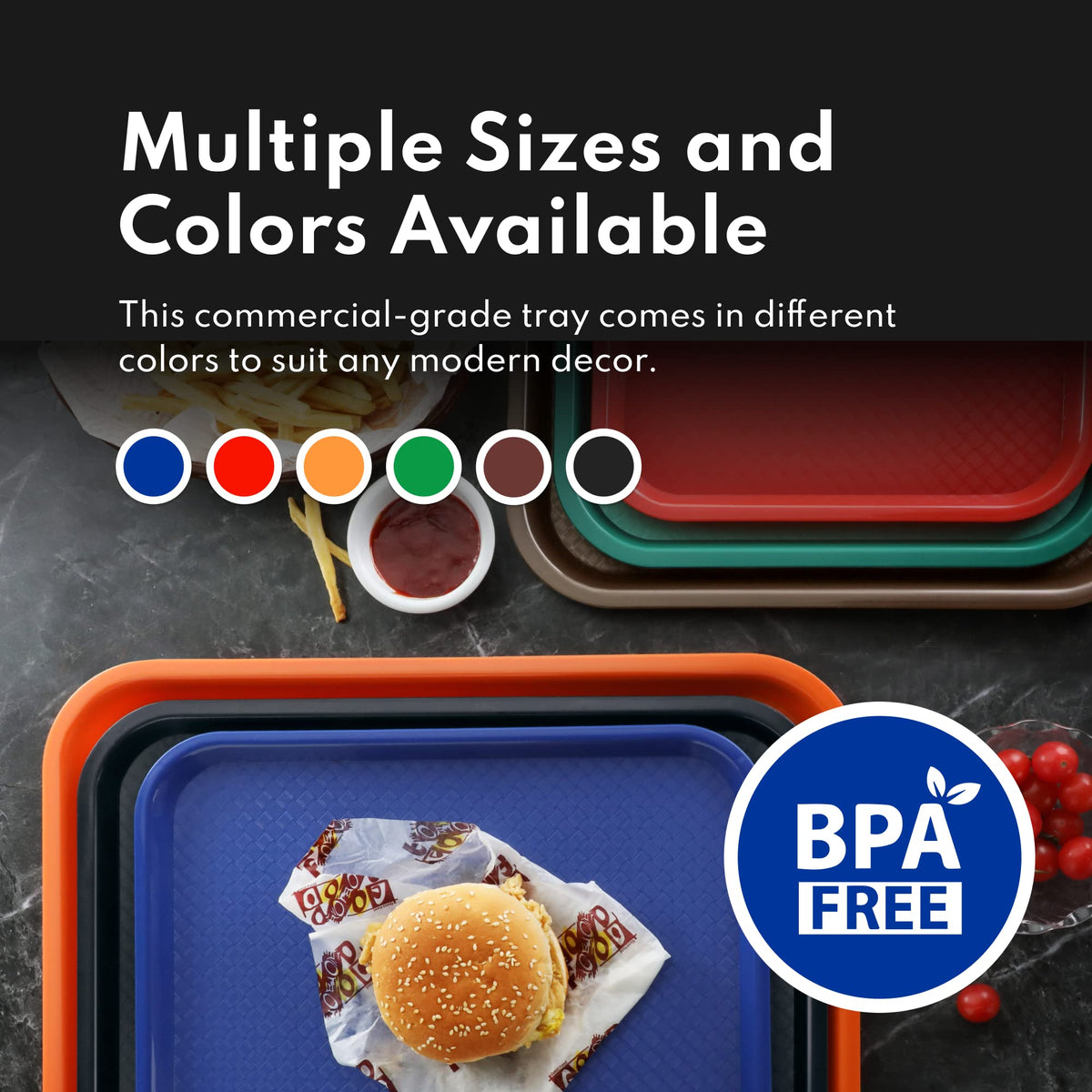 New Star Foodservice Fast Food Tray, 12 x 16 Inch, Blue, Set of 12