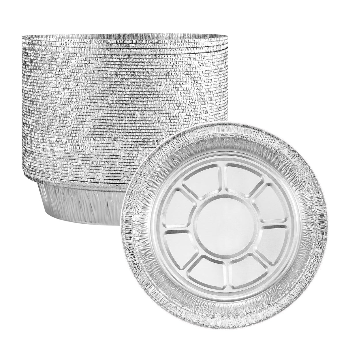 MESTAEK 7 Inch Round Aluminum Foil Pans with Clear Lids, 50 Pack