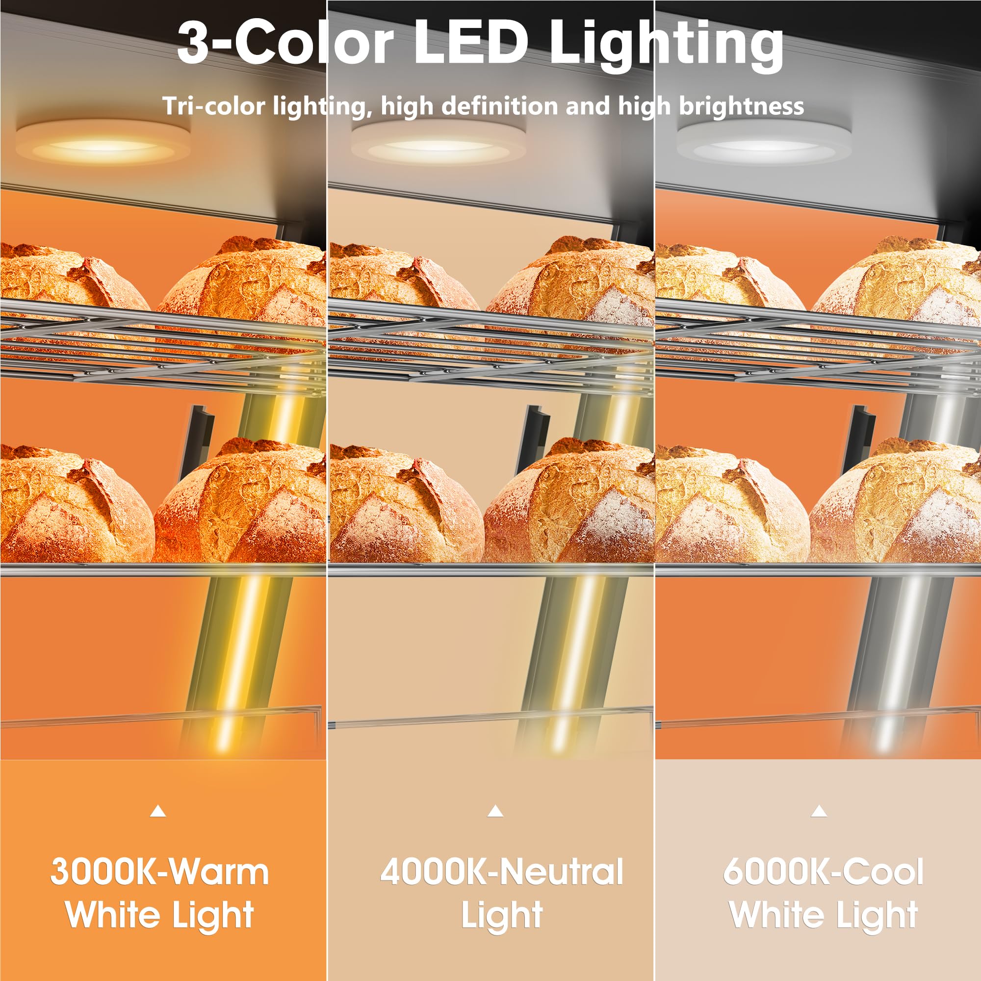 Whalefall 3-Tier Food Warmer with top Holder,tri-Color Lighting