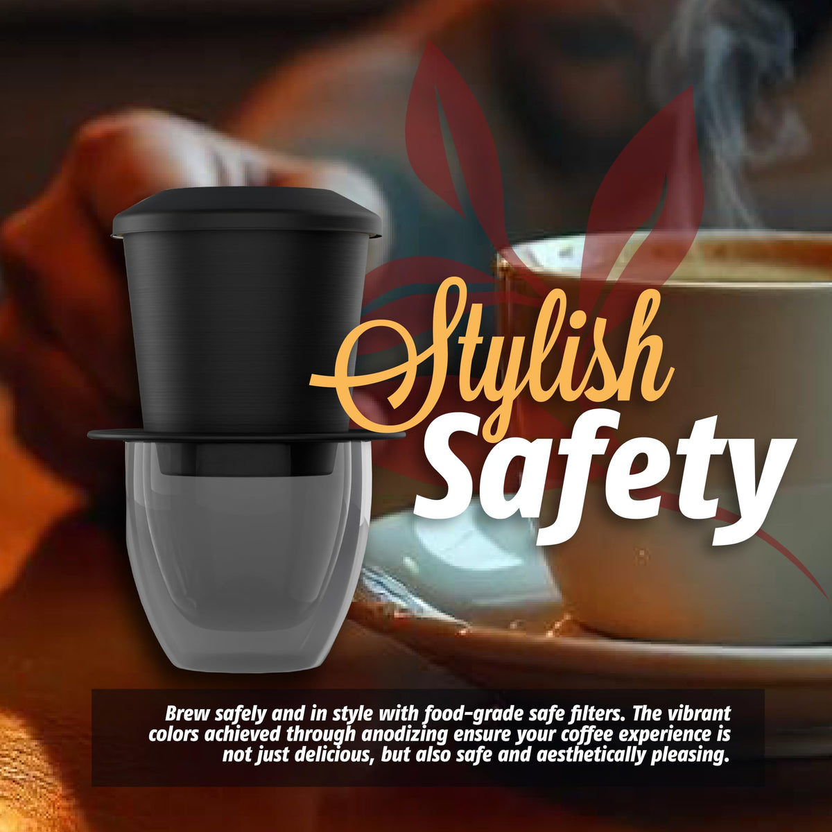 Birdee Phin Coffee Filter Set – Pack of 2, 6 oz Aluminum Black Vietnamese Coffee Maker