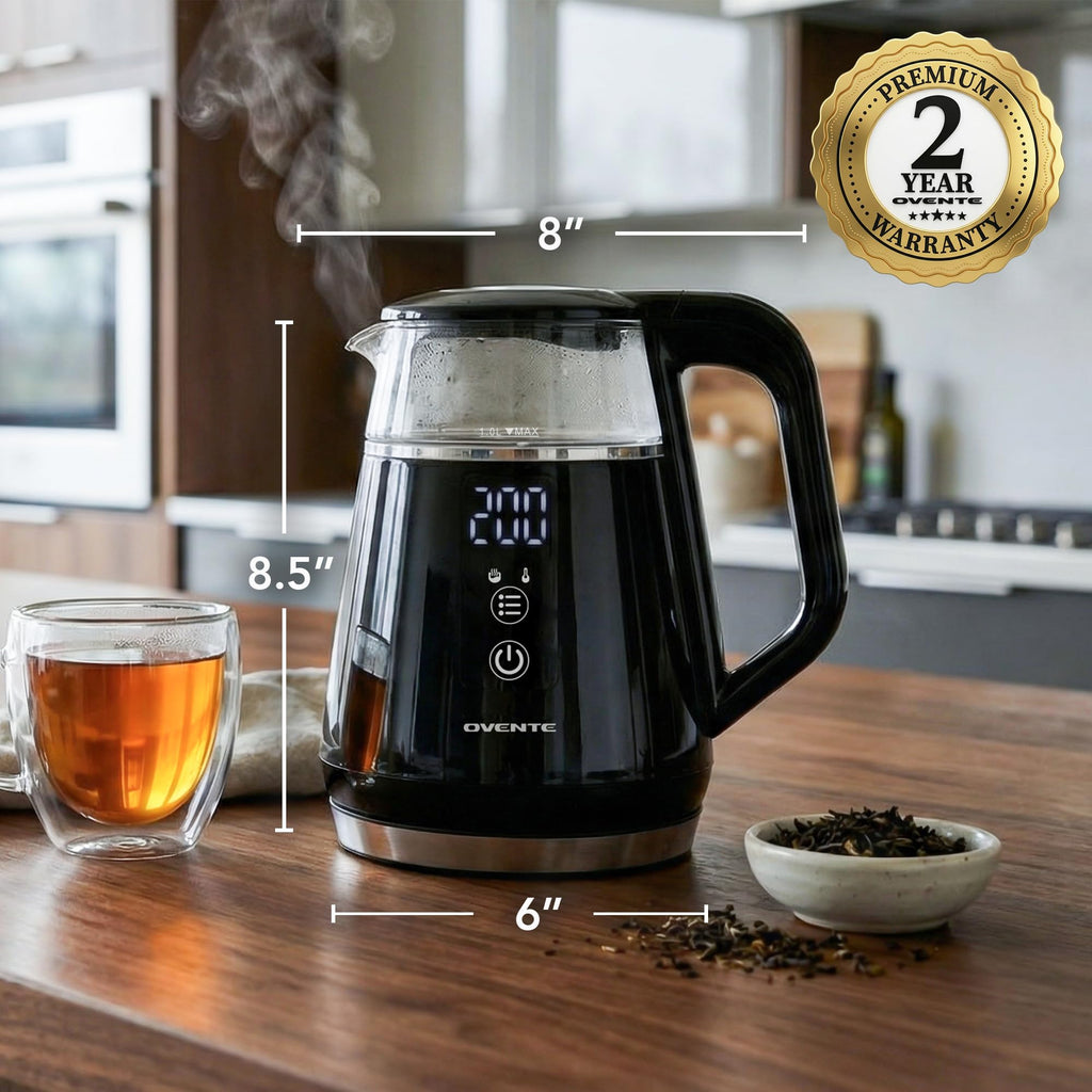 OVENTE 1L Electric Kettle with Temperature Control, 1500W, Black KD95B