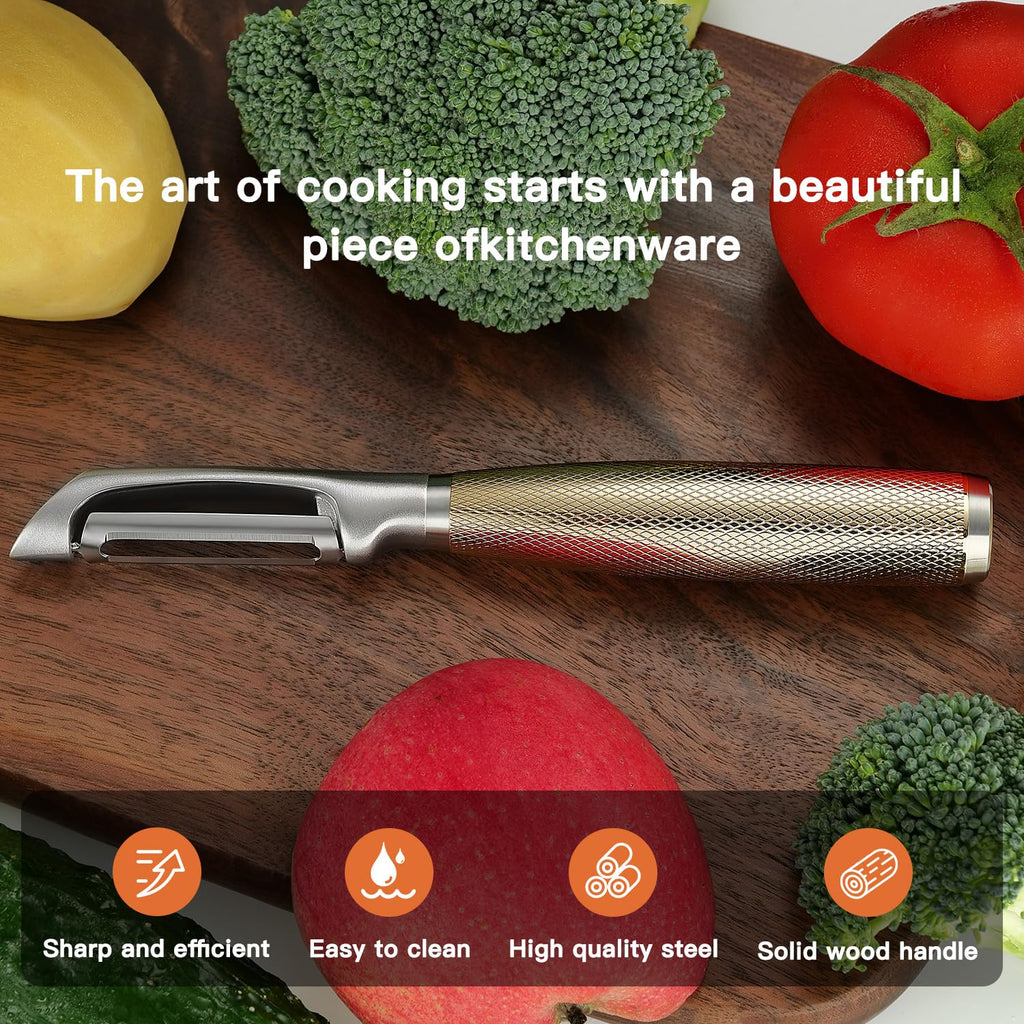 KULUNER Luxury I-Type Vegetable Peeler – 24K Gold Plated Handle, 304 Stainless Steel Ultra Sharp Blade, Ideal for Potatoes, Apples, and Other Fruits & Vegetables