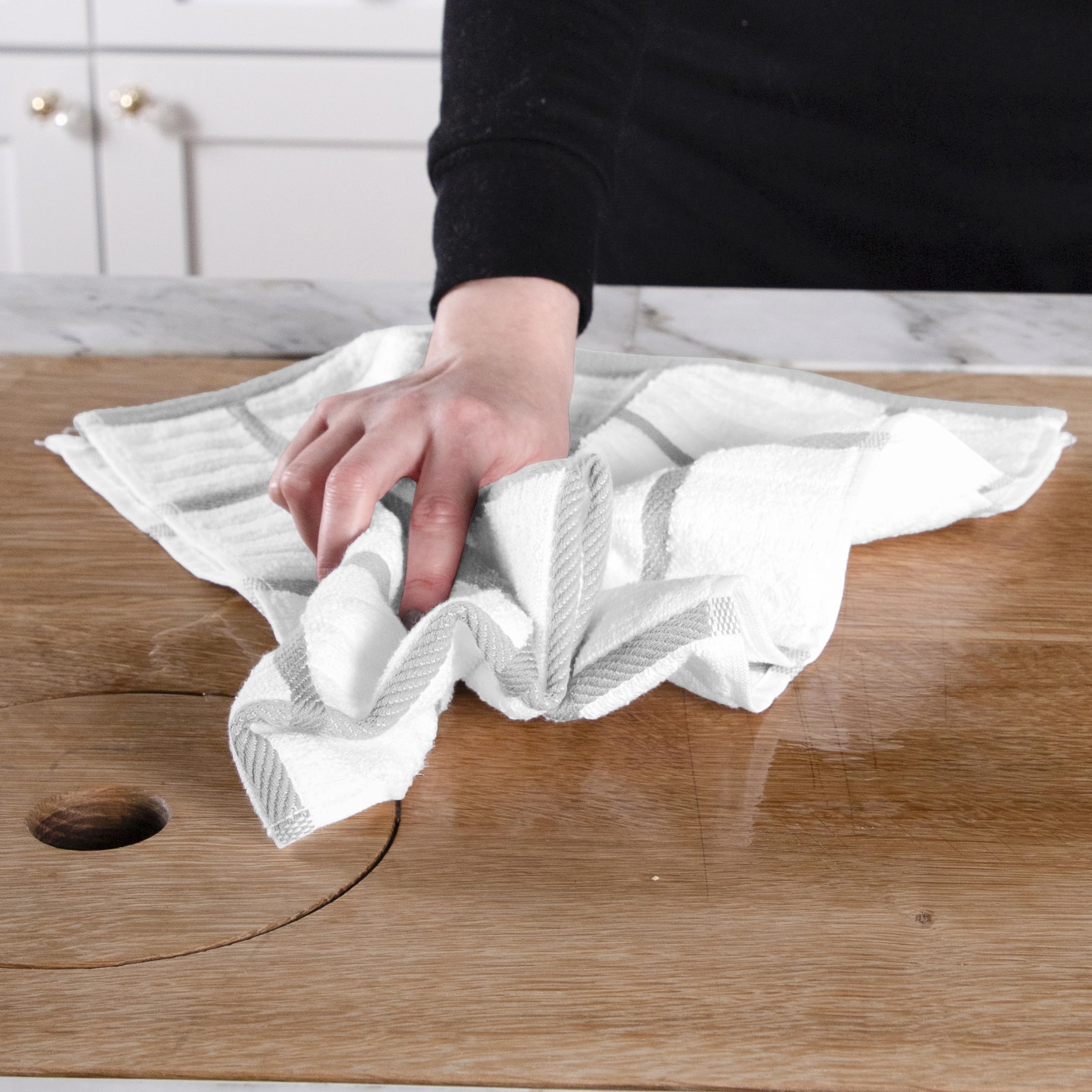 All-Clad Checked Kitchen Towel: Highly Absorbent, Super Soft Long Lasting - 100% Cotton, 17"x30" Tea Towel for Cleaning & Drying Dishes, Pans, Glassware, or Countertops, (1-Pack), Titanium Gray