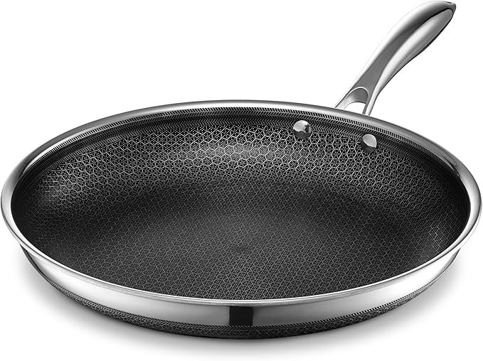 HexClad 10" Hybrid Nonstick Frying Pan with Lid, Dishwasher & Oven Safe