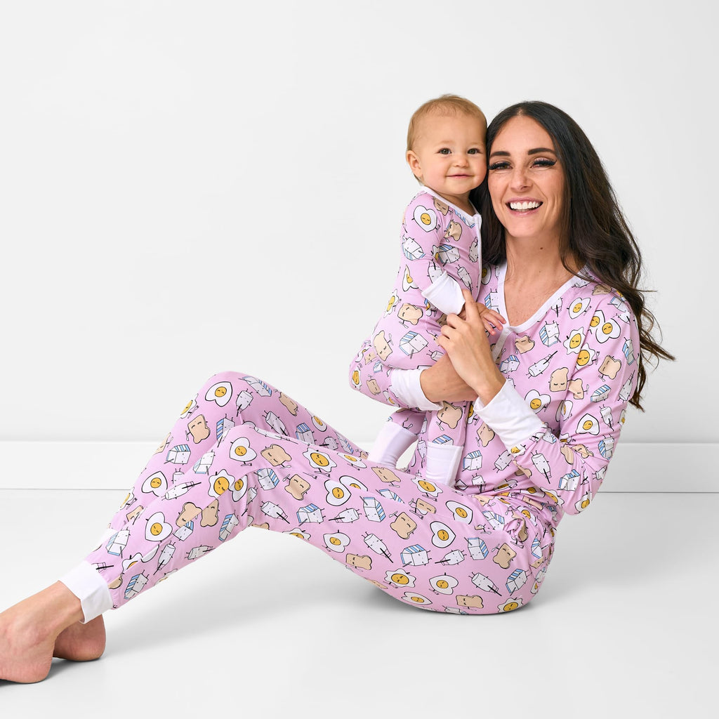 Little Sleepies Baby Pajamas, Pink Breakfast Buddies, 6-12M