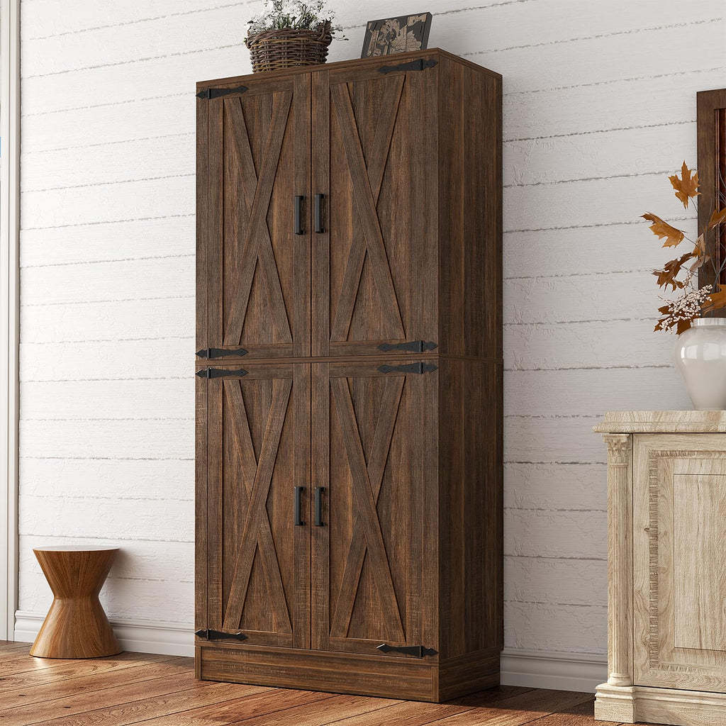 Unikito 71" Tall Pantry Cabinet with Adjustable Shelves and 2 Drawers