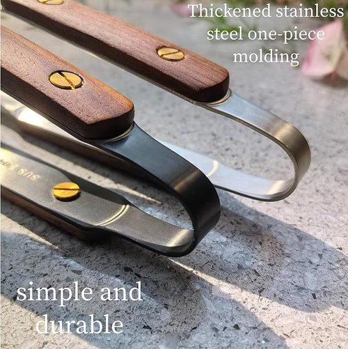 2 Pack Tongs for Cooking - 304 Stainless Steel & Walnut Wood, Comfortable Grip, Non-Slip Design, High Heat Resistant - Ideal for Kitchen, Barbecue & Frying Steak,9 Inch, silvery & back
