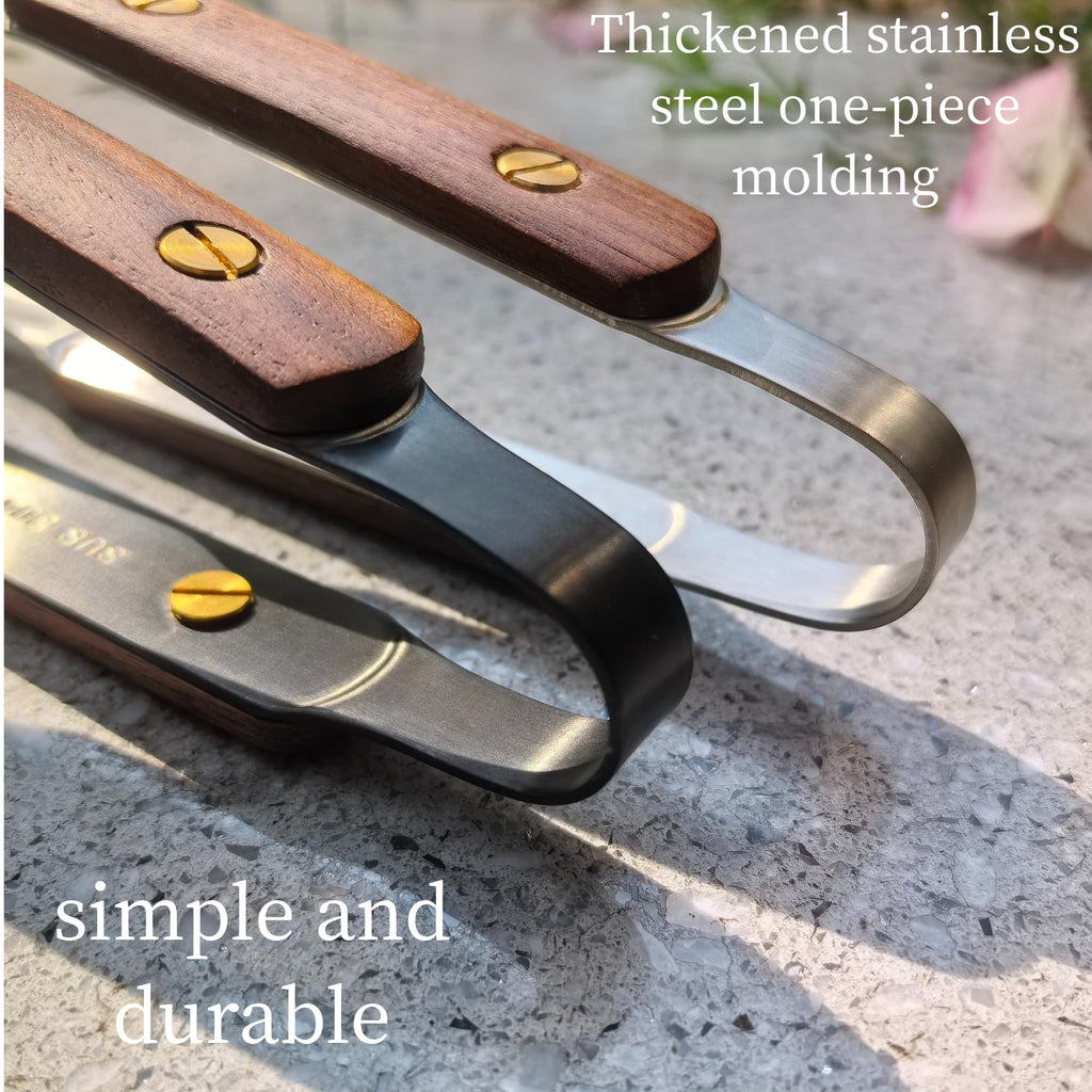 Exquisite Lightweight Cooking Tongs - 304 Stainless Steel & Walnut Wood, Comfortable Grip, Non-Slip Design, High Heat Resistant - Ideal for Light and small food, Kitchen Plating, Korean BBQ, 9-Inch