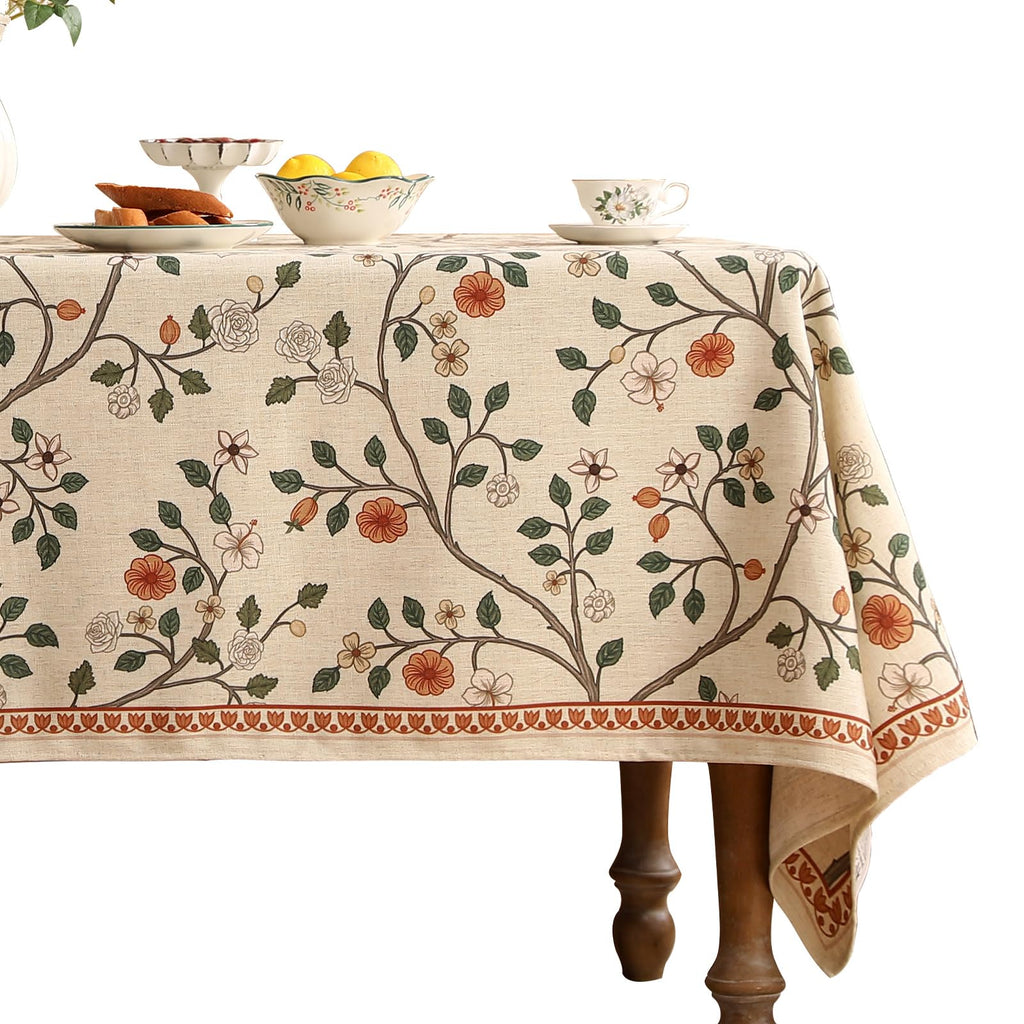 ISAENNE Designer French Linen Rectangular Tablecloth,71"x55"-Mosella F