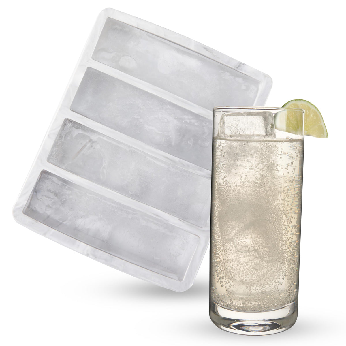 Host Ice Cube Tray with Lid, Makes 15 1.25" Cubes, Durable Silicone Trays, Perfect for Cocktails, Beverages, Mocktails, Iced Coffee, Tea, Infused Water, Kitchen Essentials, Set of 1, Blue Marble