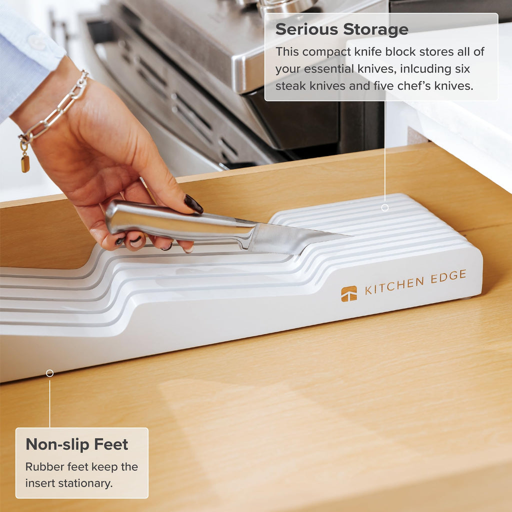 KitchenEdge In-Drawer Knife Block Holder, 11 Slots, White