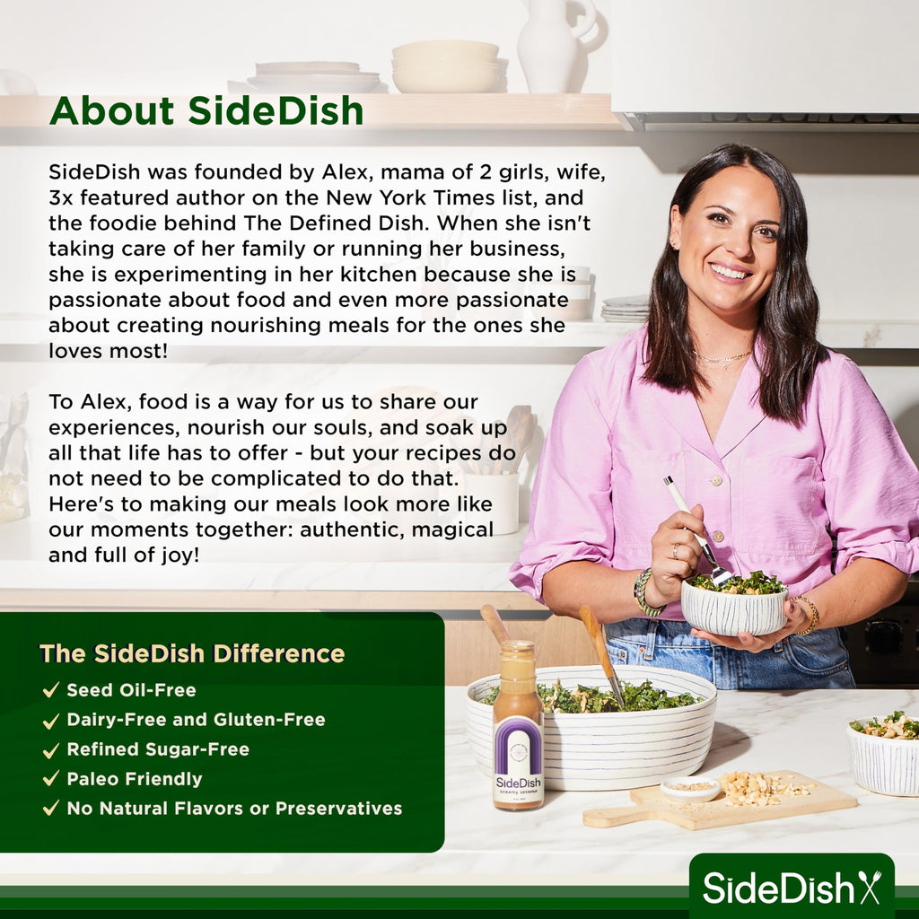 SideDish Miso Caesar Dressing (Pack of 3) – Seed Oil Free Salad Dressing Made w/Avocado Oil – Refined Sugar Free, Dairy & Gluten Free Dip & Marinade – Paleo Honey Mustard Dressing for Dips, Sauces