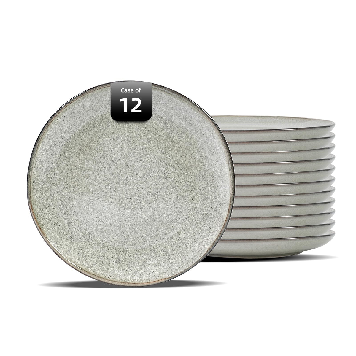 Organic Shape Highland Ceramic Mug, 24pcs 12oz Handmade Reactive Glaze Stoneware Coffee Mug with Wavy Edge, for Kitchen, Microwave & Dishwasher Safe, Scratch Resistant-grey