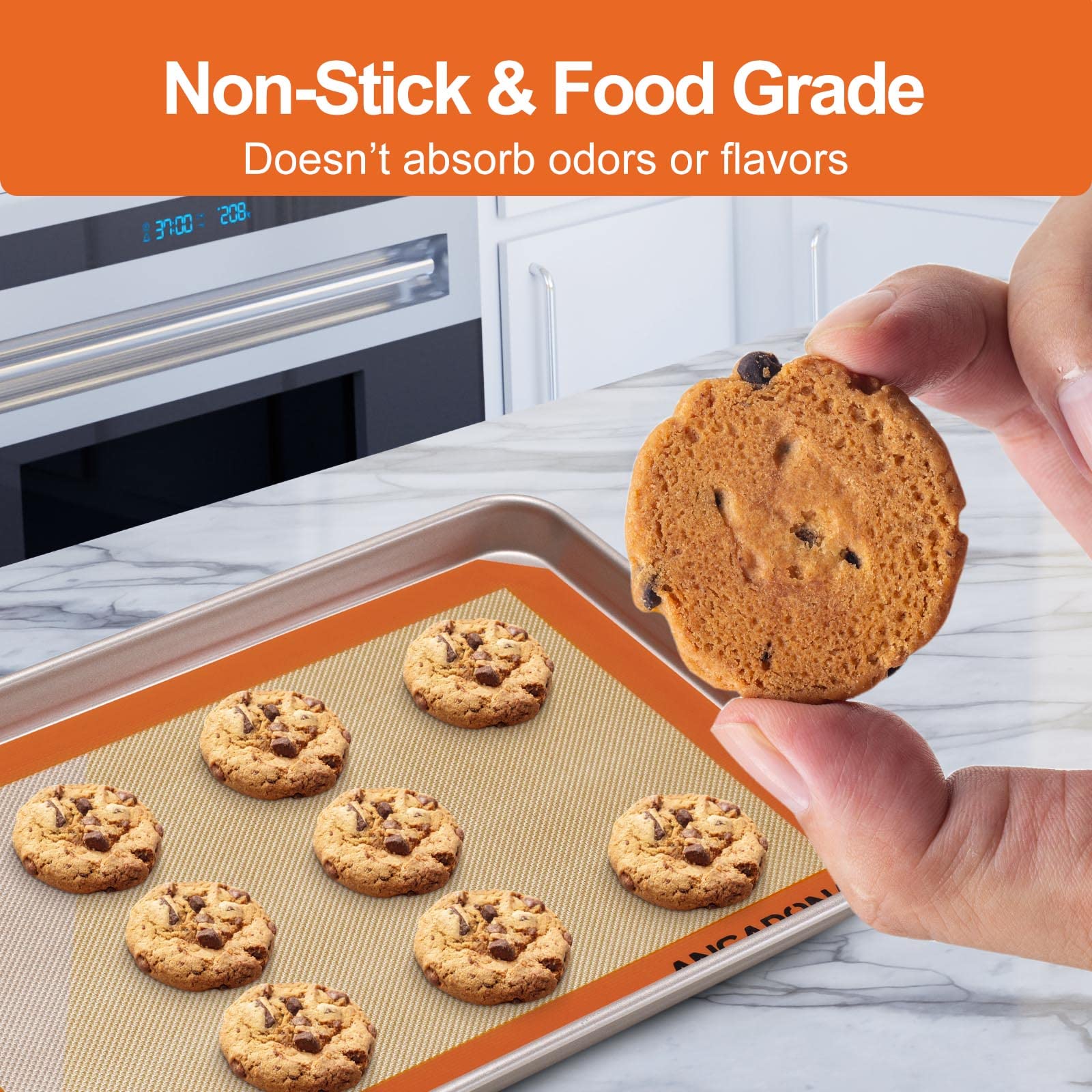Silicone Baking Mat Sheets Set, Easy Clean &Non-Stick Food Grade Reusable Baking Mat, 1 Half Sheet+ 1 Jelly roll+1 Quarter sheet Baking Mats for Oven, Make Macarons, Cookies, Pizza, Bread and Pastry