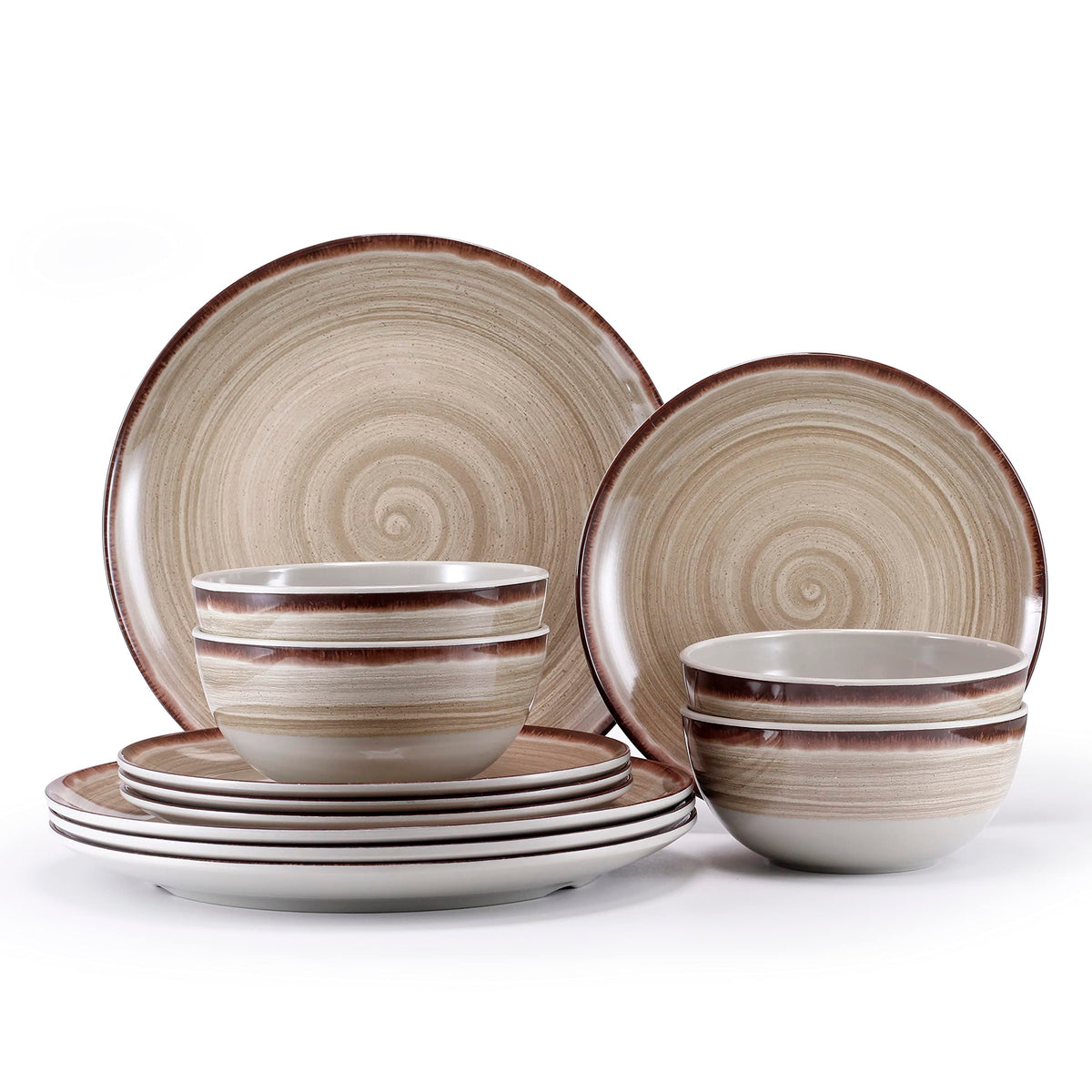 12Pcs Melamine Dinnerware Set, Plates And Bowls Sets for 4, Pink Color Dinnerware Sets, Melamine Plates Bowls Indoor and Outdoor Use Dish Set Dishwasher Safe BPA Free(Pink)