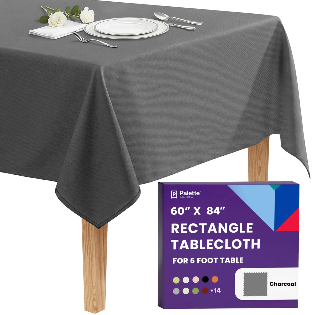 Gee Di Moda Rectangle Tablecloth - 60 x 84 Inch Lavender Table Cloth for 5 Foot Rectangle Tables - Heavy Duty Washable Fabric - for Holiday Party, Dinner, Weddings, Baby Shower & Events