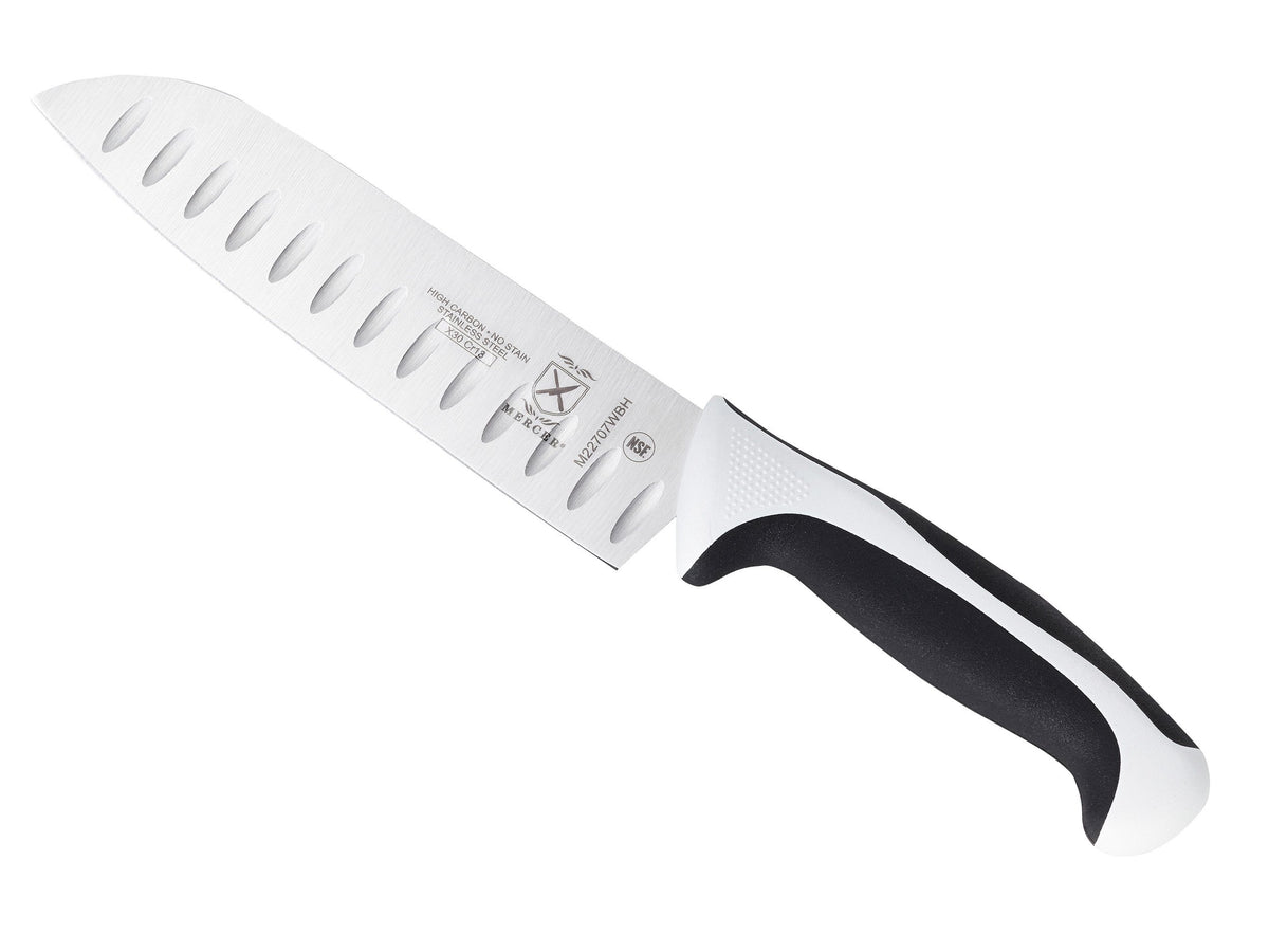 Mercer Culinary Millennia Colors 7-Inch Granton Edge Santoku Knife, Green