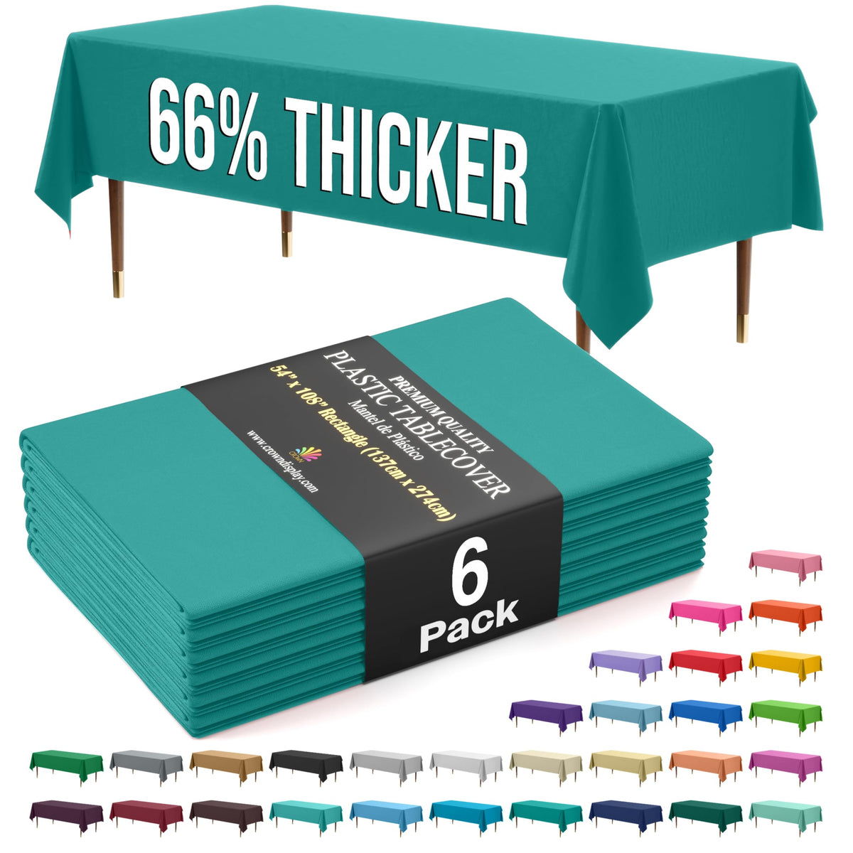 Exquisite Party Solids 66% Thicker Premium Plastic Table Cloth Rectangle Table Cover 0.5 Mil 12 Pack Red Table Cloth 54 Inch x 108 Inch Disposable Tablecloth Won't Tear Easily Like Cheap Thin Brands